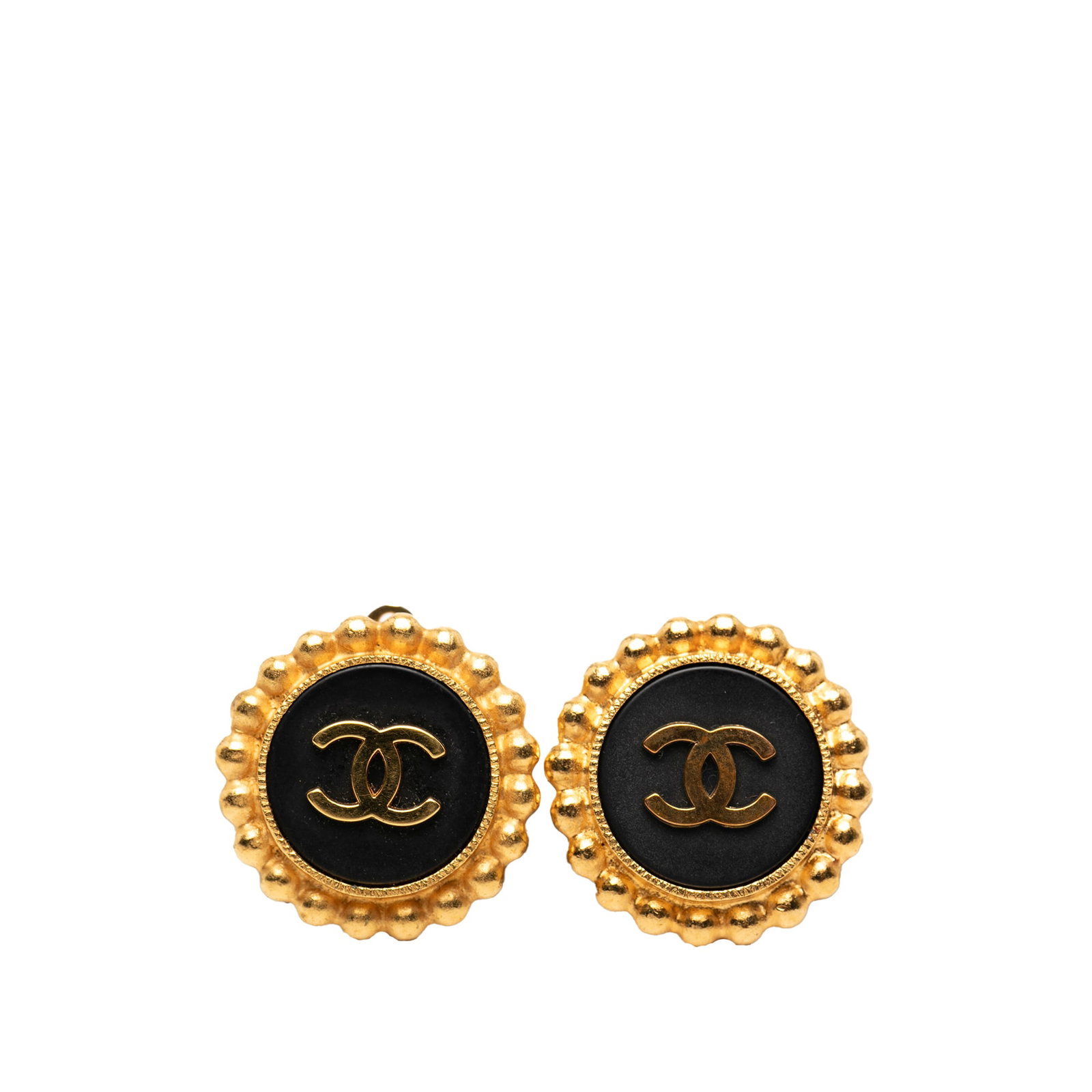 Chanel CC Logo Clip On Earrings in Gold Plated Metal and Resin (1 of 3)