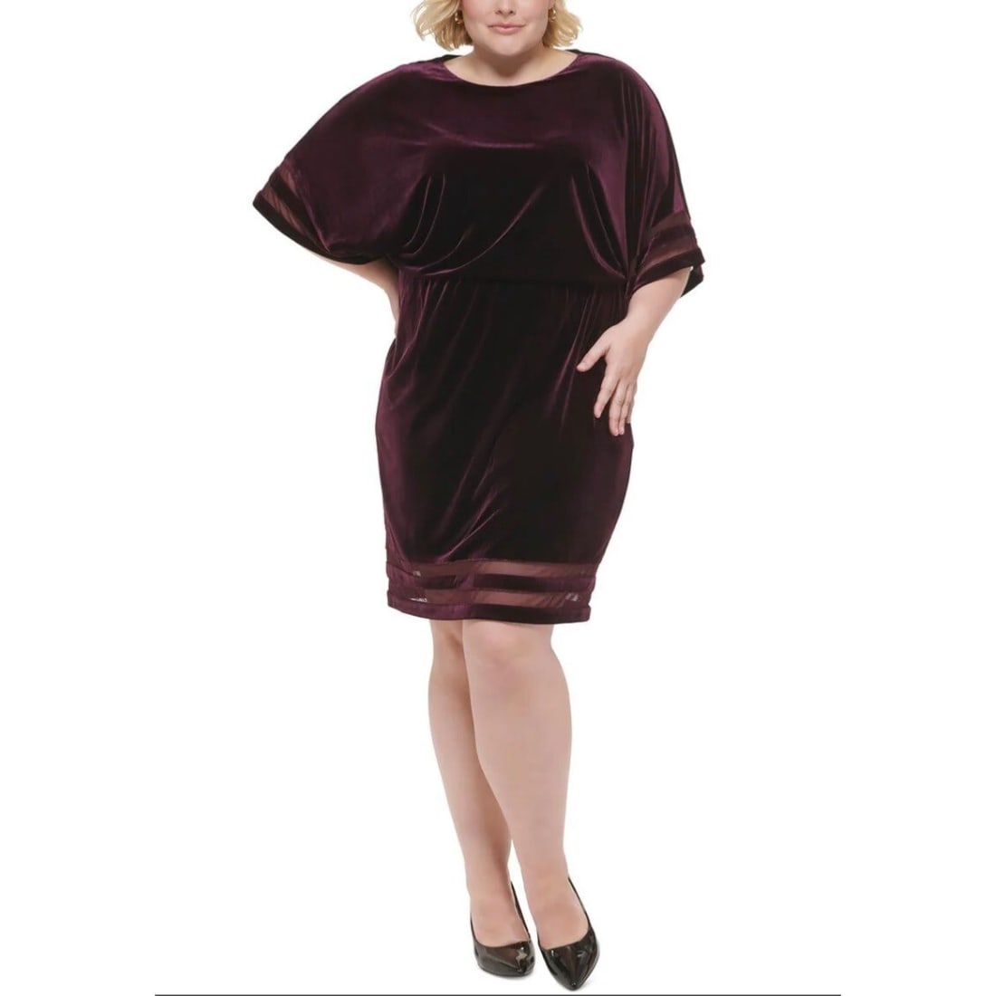Jessica Howard Velvet Shift Dress Women's Plus Size 20W Eggplant Purple (1 of 2)