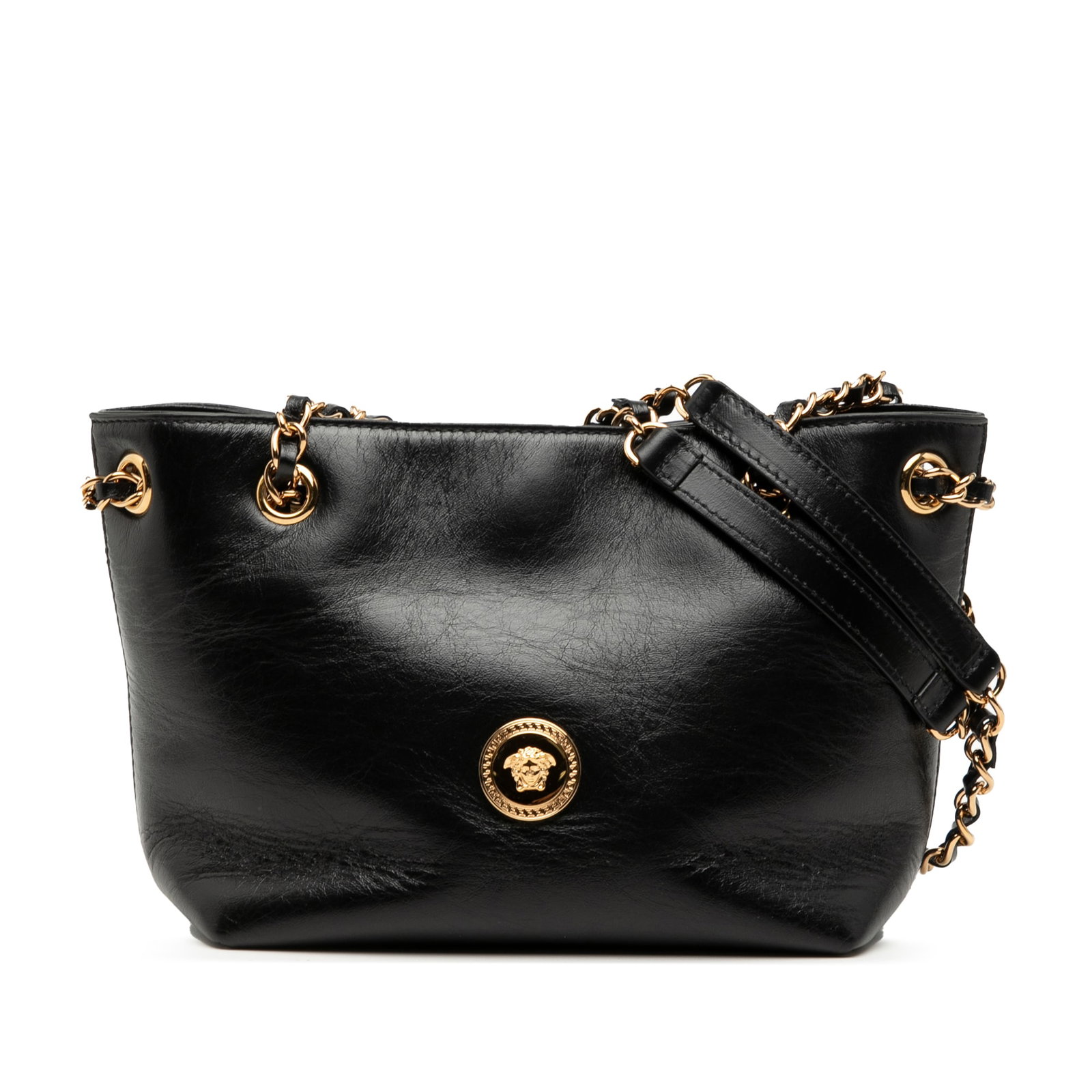 Versace La Medusa black leather shoulder bag with gold-tone chain strap (1 of 7)