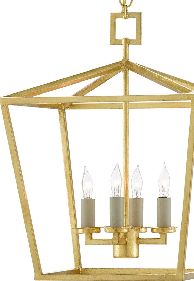 Currey Denison Hammered Gold Leaf Lantern Adjustable Height (1 of 4)