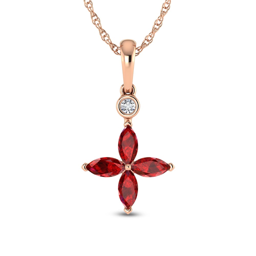 14K Rose Gold Diamond 1 1/4 Ct.Tw. & Ruby Fashion Pendant: 14K Rose Gold Diamond 1 1/4 Ct.Tw. & Ruby Fashion Pendant 14k Rose Gold Stone Color: G-h Stone Clarity: Si2 Unless otherwise specified, pendants that include a chain are paired with our standard 18-in
