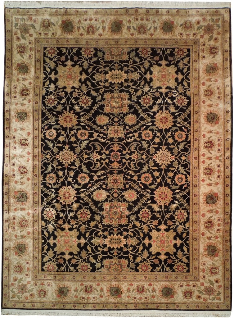 9 x 11.10 Black Chobi Peshawar Handmade Area Rug from Pakistan (1 of 6)