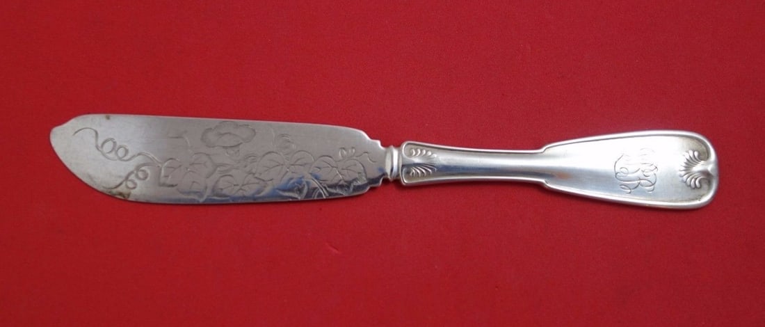 Tiffany & Co Palm Sterling Silver Master Butter Knife with Morning Glories: Tiffany & Co Palm Sterling Silver Master Butter Knife with Morning Glories This exquisite master butter knife features the iconic Palm pattern by Tiffany & Co., crafted from high-quality sterling silv