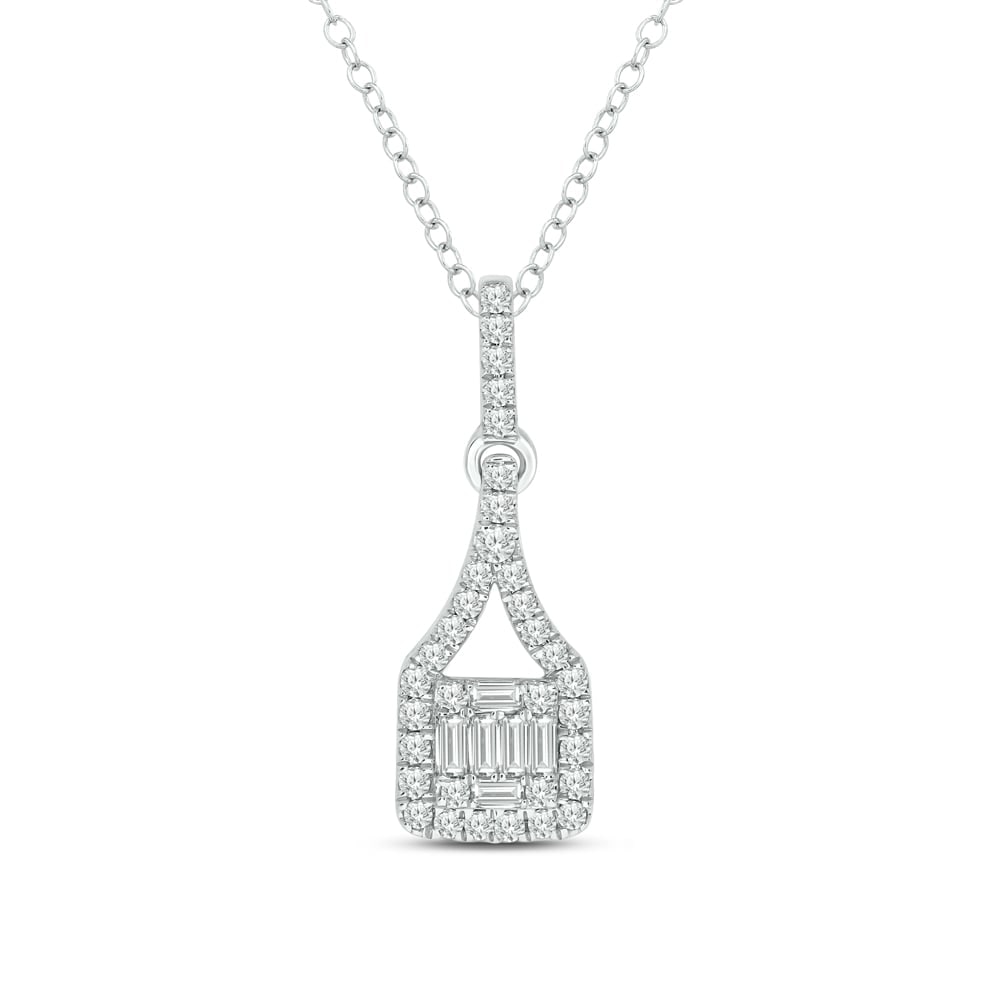 14K White Gold Diamond 1/3 Ct.Tw. Fashion Pendant: 14K White Gold Diamond 1/3 Ct.Tw. Fashion Pendant 14k White Gold Stone Color: G-h Stone Clarity: I1 Unless otherwise specified, pendants that include a chain are paired with our standard 18-inch lengt