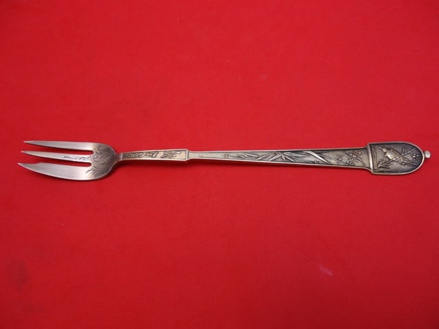 Gorham Japanese Sterling Silver Pickle Fork Gold Washed 7 1/8" (1 of 9)