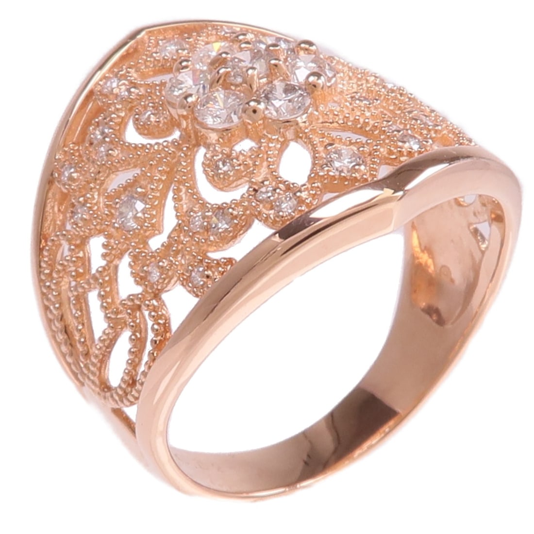18K Rose Gold Diamond Ring Size 7.5 for Women (1 of 7)