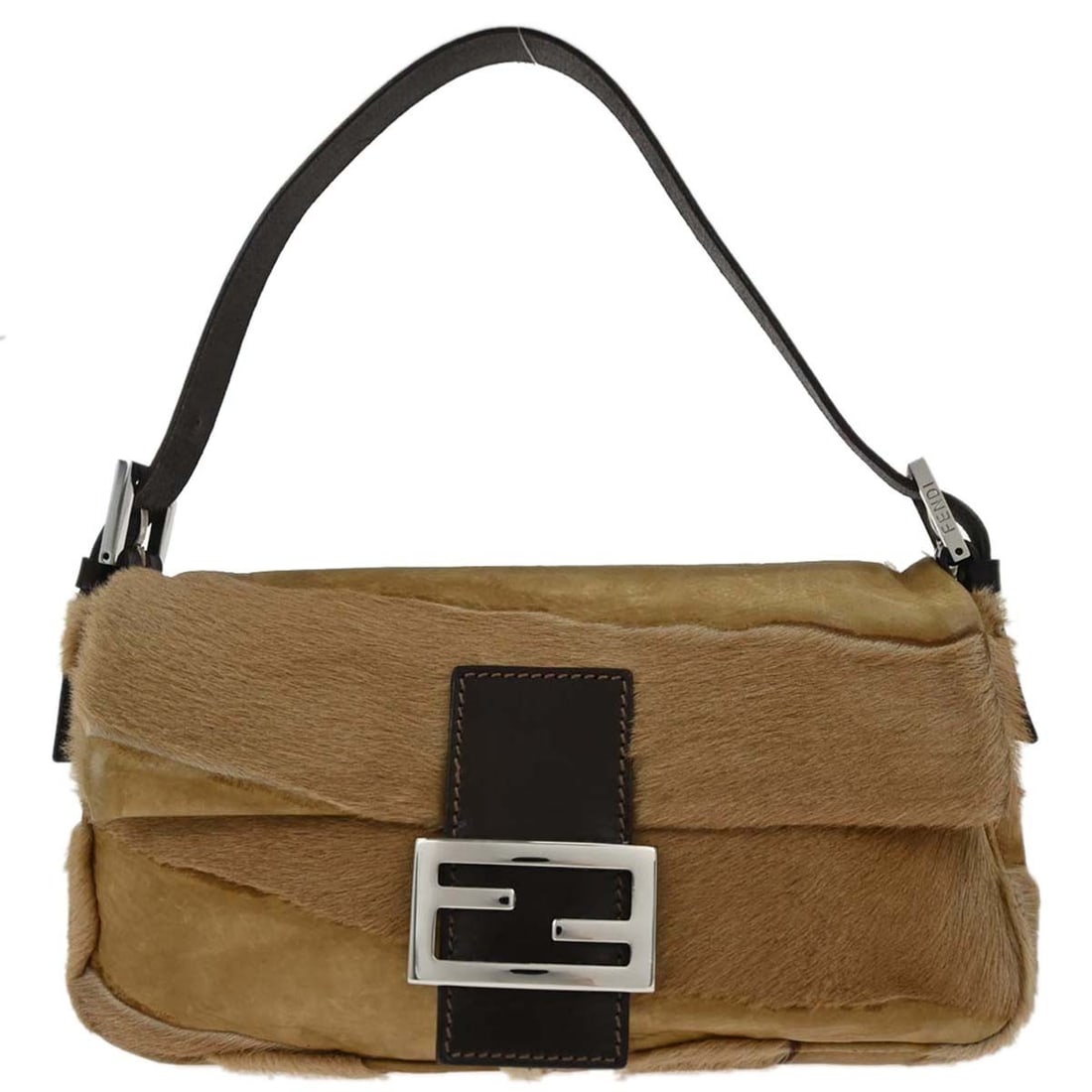 Fendi Baguette Pony Hair Shoulder Bag in Beige with Silver Hardware (1 of 11)