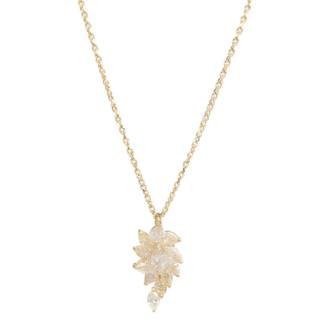 Diamond Pendant Necklace in 18K Yellow Gold by JEWELRY: Diamond Pendant Necklace in 18K Yellow Gold by JEWELRY This elegant necklace features a main diamond set in 18K yellow gold, offering a classic and refined look. Crafted in Hong Kong, the piece is in 