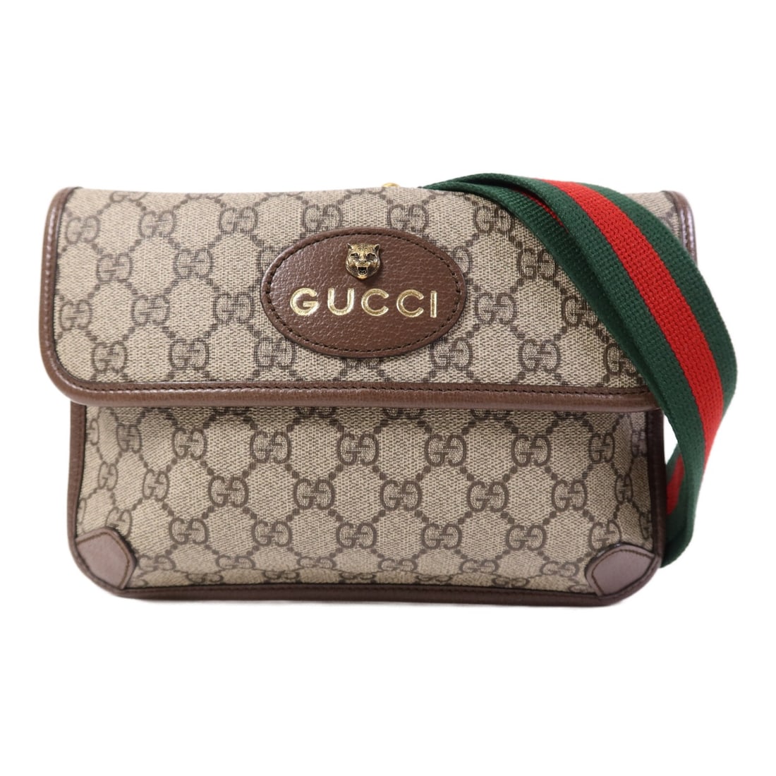 Gucci GG Supreme Brown Beige Coated Canvas Waist Bag 498879 with Gold Hardware (1 of 16)