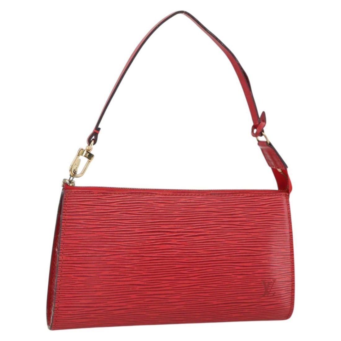 Red Epi Leather Pochette Accessoires Bag by Louis Vuitton: Red Epi Leather Pochette Accessoires Bag by Louis Vuitton The Louis Vuitton Pochette Accessoires in Epi leather features a striking red color and is designed for women. This accessory is crafted from