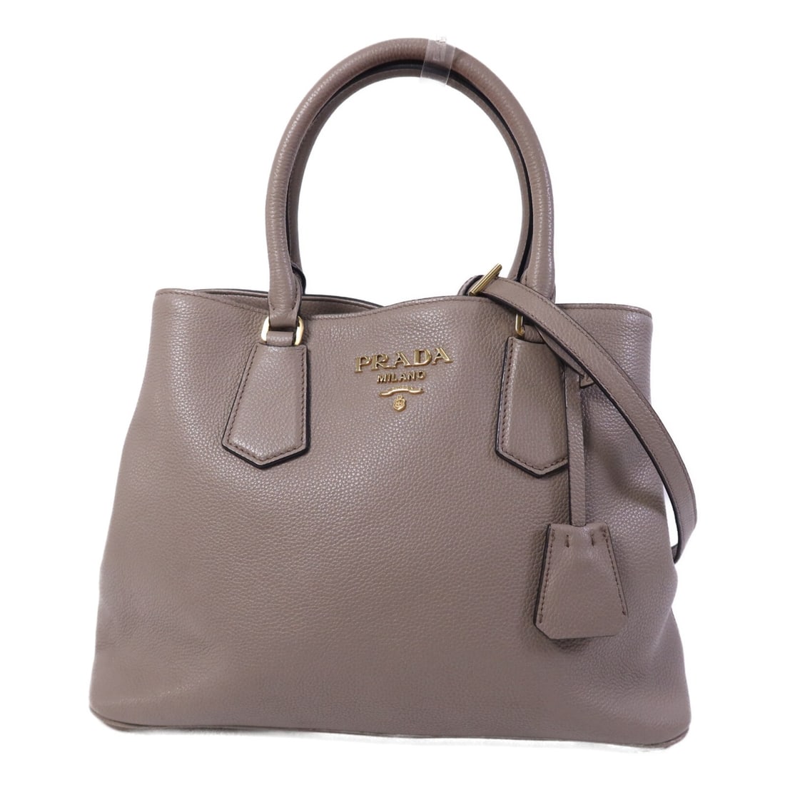 Prada Vitello Daino Gray Calfskin Convertible Shoulder Bag IBA239 Gold Hardware (1 of 16)