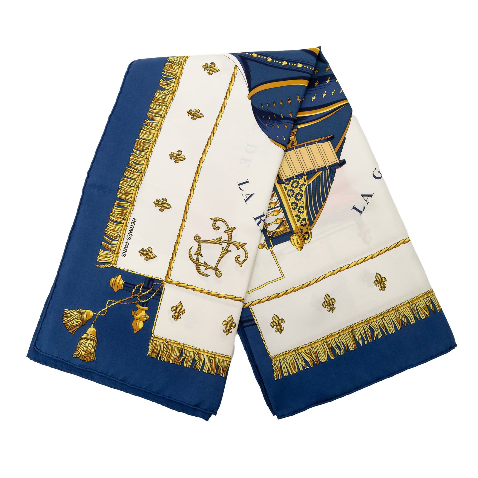 Vue du Carrosse Silk Twilly Scarf by Hermes White (1 of 10)