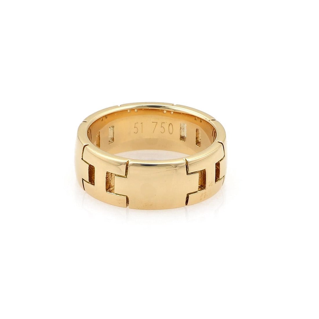 Authentic Hermes H Logo 18k Yellow Gold Band Ring Size 51 US 5.5 (1 of 4)