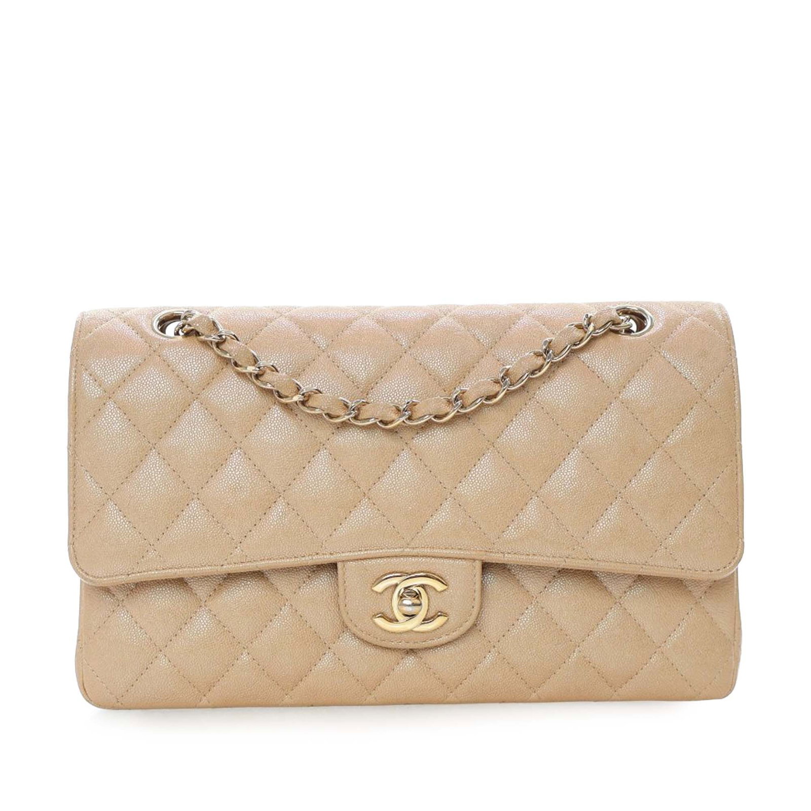 Chanel Medium Classic Iridescent Caviar Leather Double Flap Shoulder Bag (1 of 15)