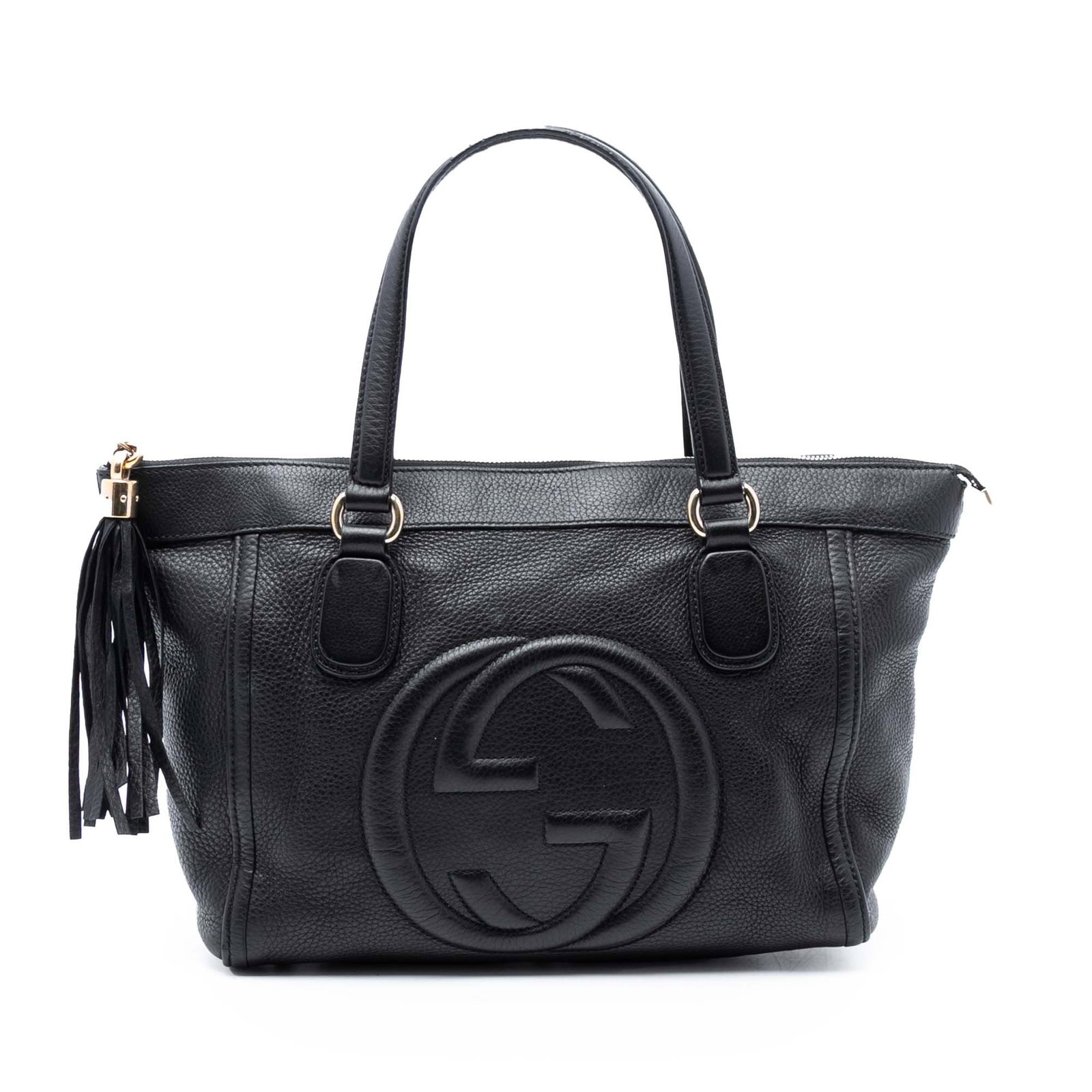 Gucci Soho Black Leather Tote Bag with Tassel Accent (1 of 7)