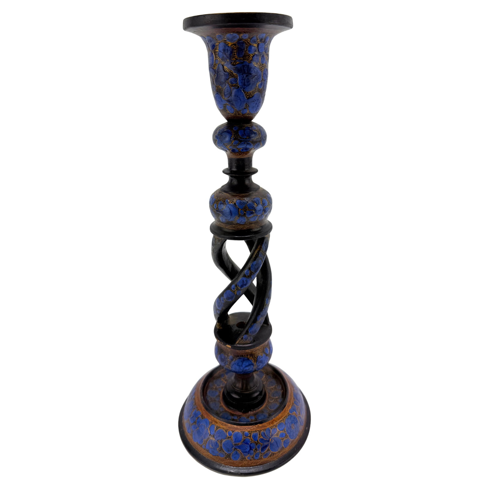 Early 20th Century Kashmiri Paper Mache Candlestick with Barley Twist Shaft (1 of 10)