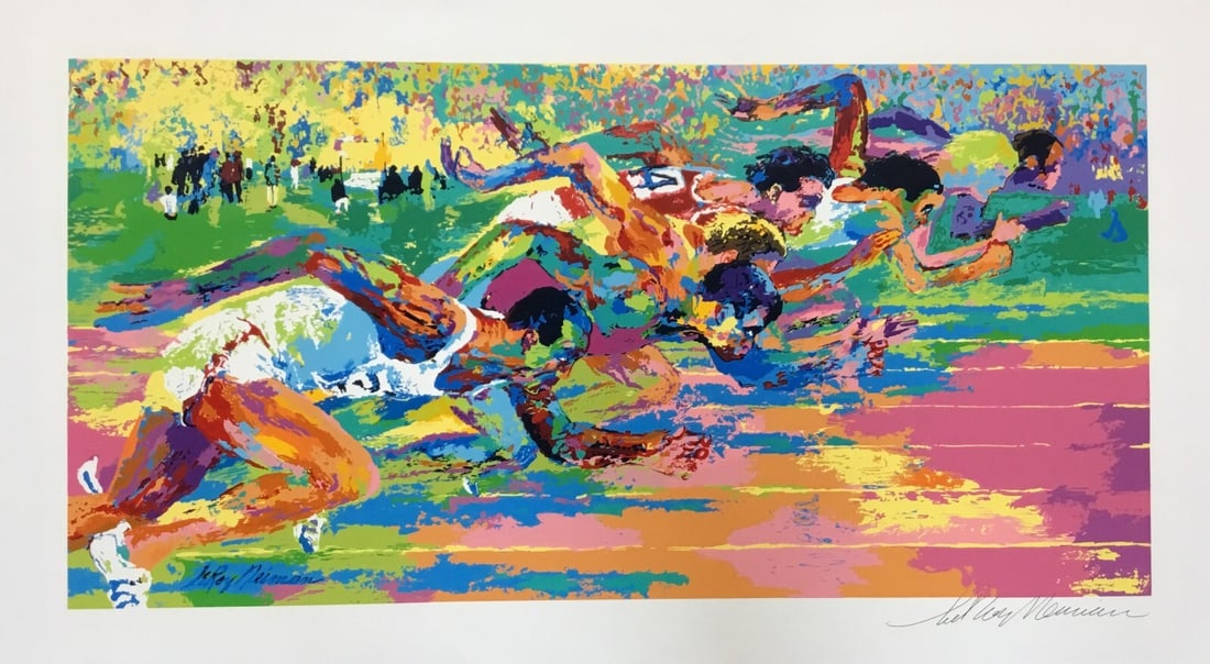 LeRoy Neiman Olympic Track Signed Serigraph 2001 Unframed Art: LeRoy Neiman Olympic Track Signed Serigraph 2001 Unframed Art This stunning signed serigraph by renowned artist LeRoy Neiman captures the dynamic spirit of Olympic track events. Created in 2001, this