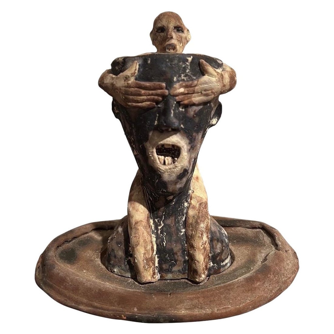 Rare 1998 Wesley Anderegg Raku Fired Earthenware Cup Saucer Set (1 of 7)