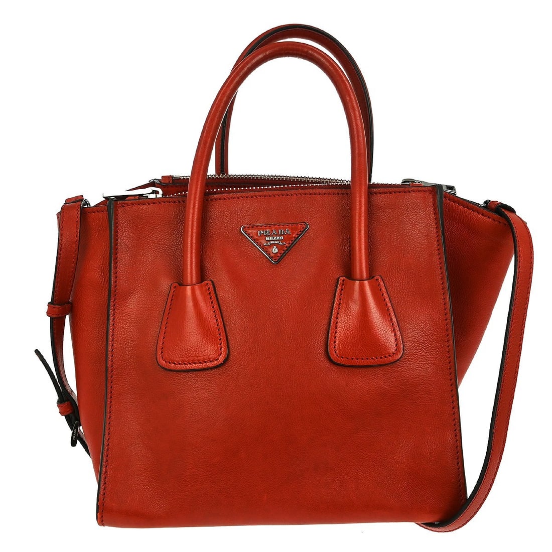 Red Prada BN2625 Leather Top Handle Bag with Shoulder Strap (1 of 11)