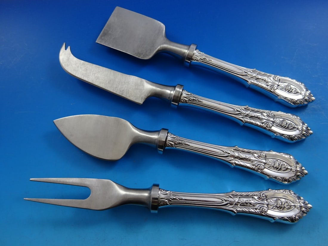 Wallace Rose Point Sterling Silver 4 Piece Cheese Serving Set (1 of 3)