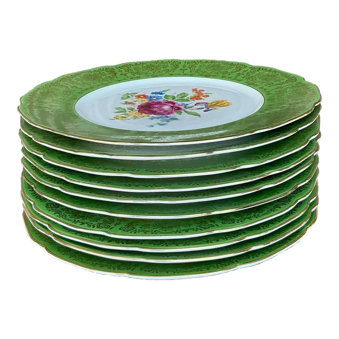 Set of 10 Vintage Regency Baronet Bavaria Floral China Plates (1 of 10)