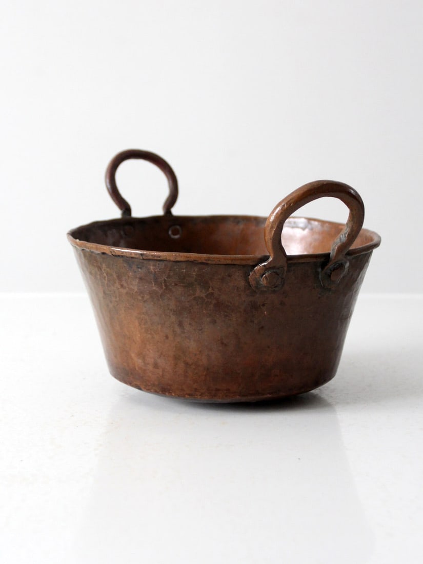 Vintage 1800s Hammered Copper Kettle Pot with Riveted Handles (1 of 10)