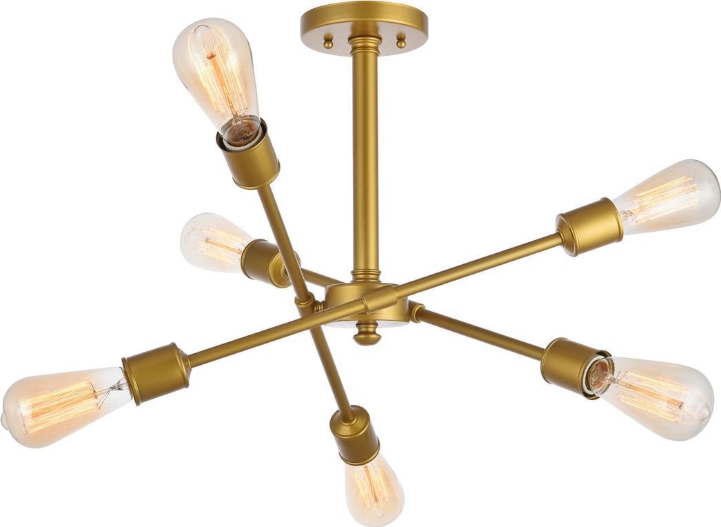Axel Brass Flush-Mount Ceiling Light 6 Bulbs UL-Listed Transitional Style (1 of 1)