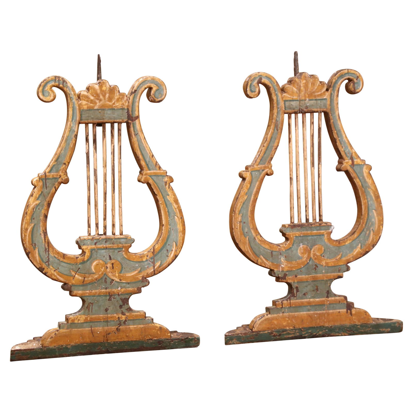 Set of 2 18th Century Italian Giltwood Lyre-Form Ornaments (1 of 10)