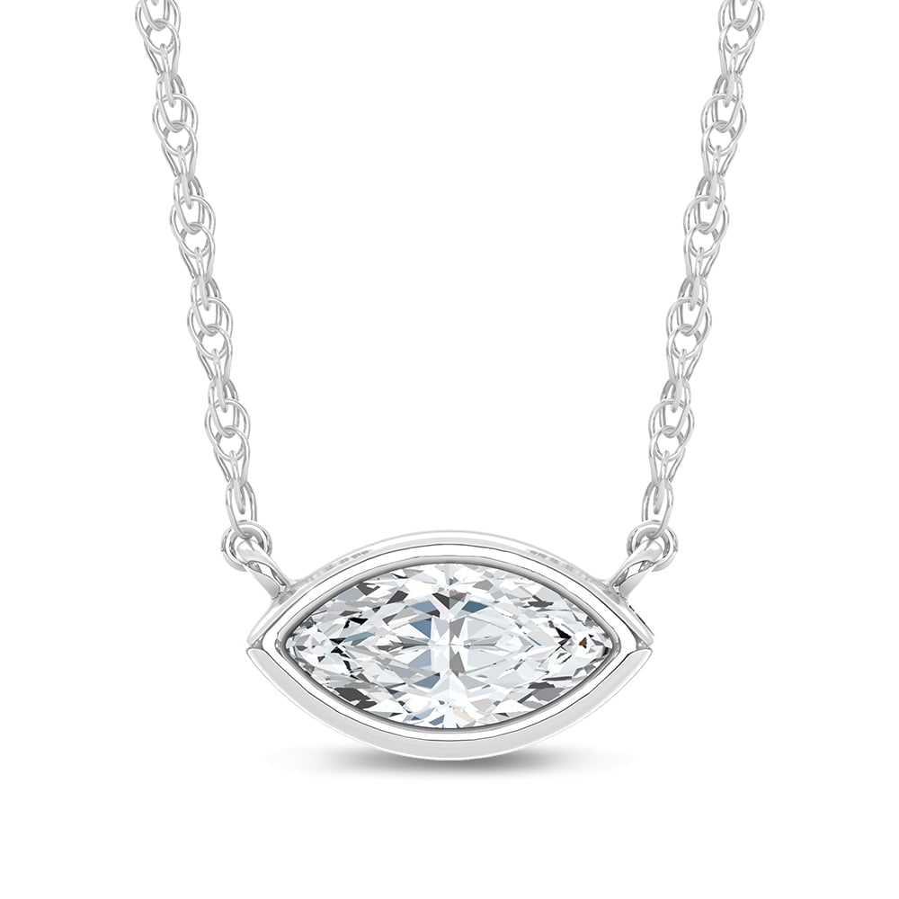 14K White Gold Lab Grown Diamond 1/2 Ct.Tw. Marquise Shape Solitaire Necklace - 16 inches (1 of 1)