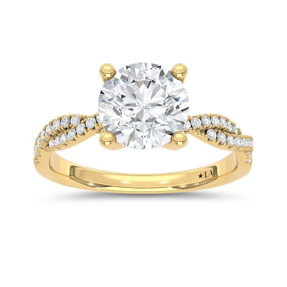 14K Yellow Gold Lab Grown Diamond 2 1/6 Ct.Tw. Round Shape Engagement Ring (Center 2 ctw) (1 of 4)