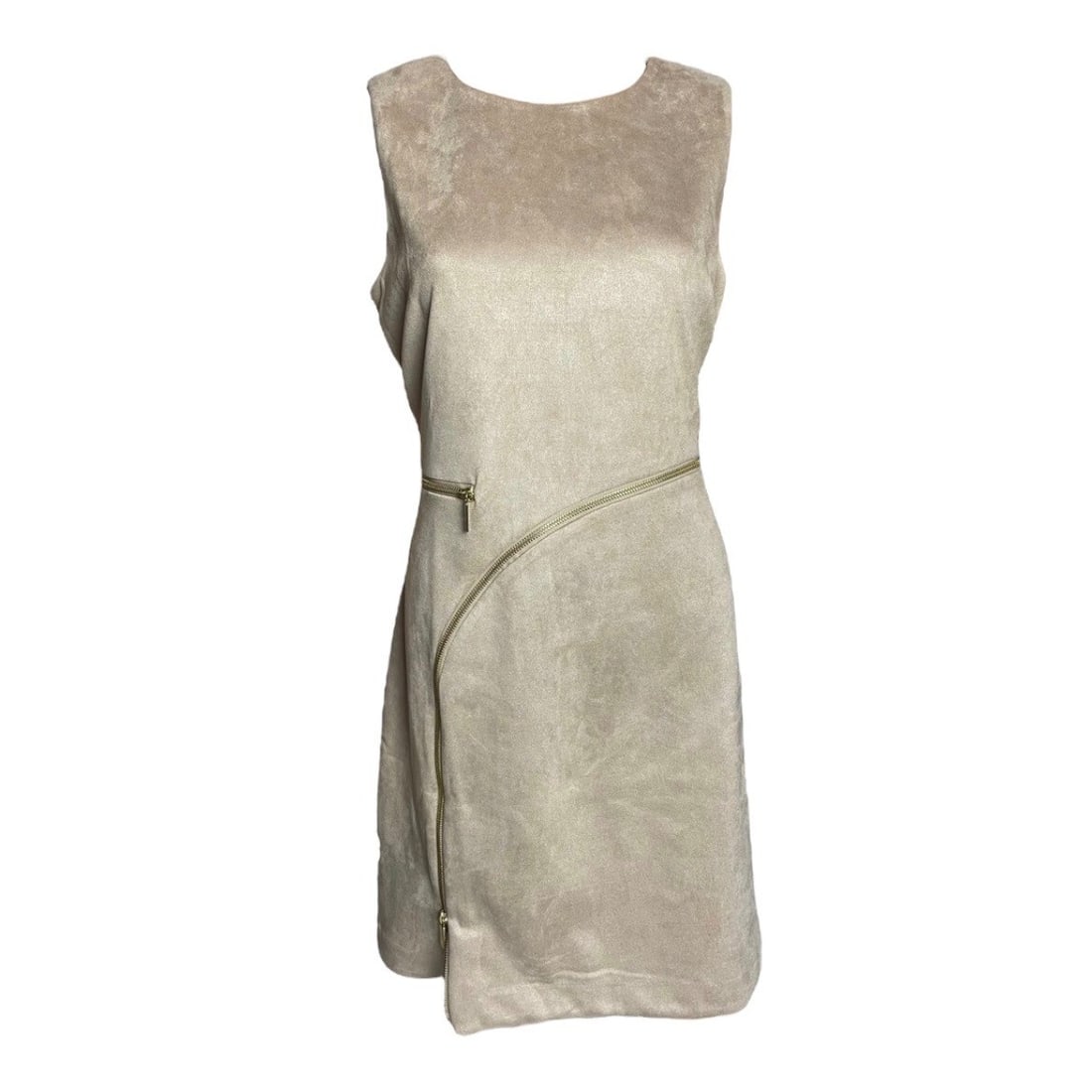 DKNY Nude Sleeveless Sheath Dress with Zipper Detail Size 12 (1 of 3)