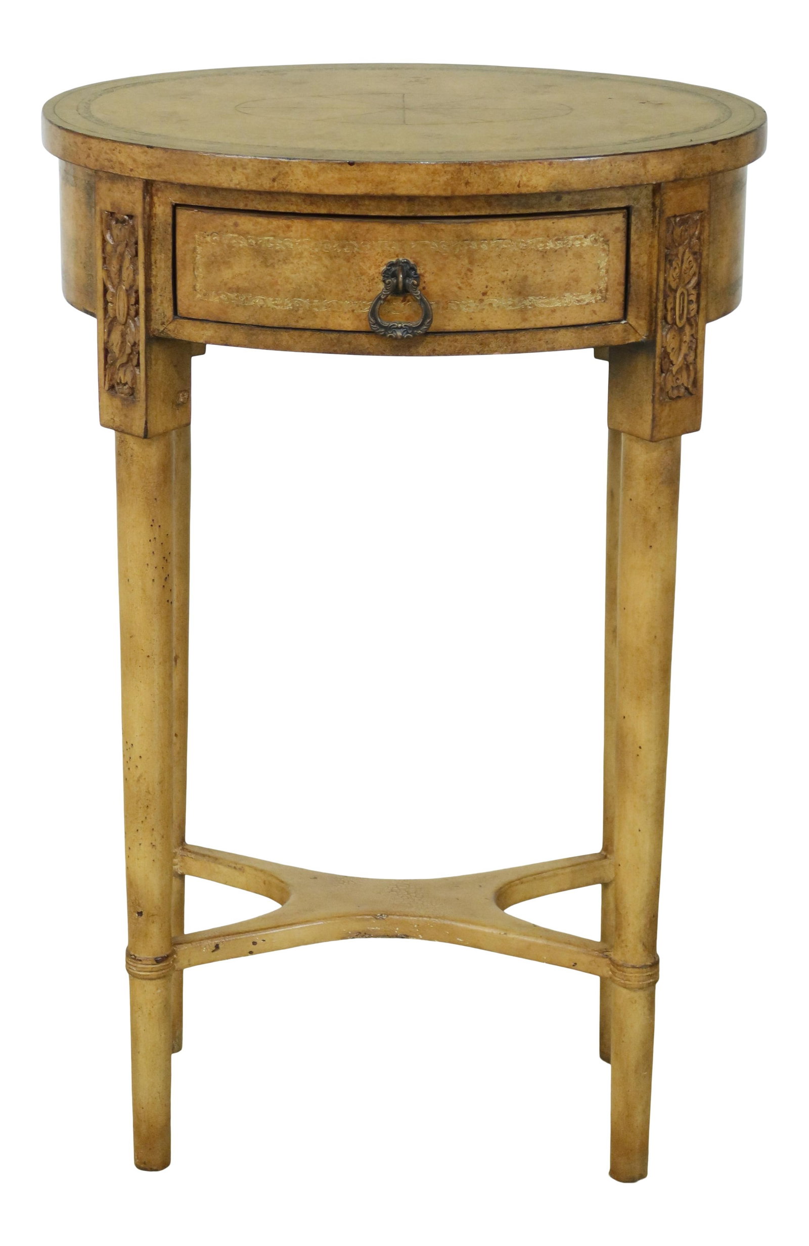 Regency Style Leather Wrapped Nightstand with 1 Drawer (1 of 10)