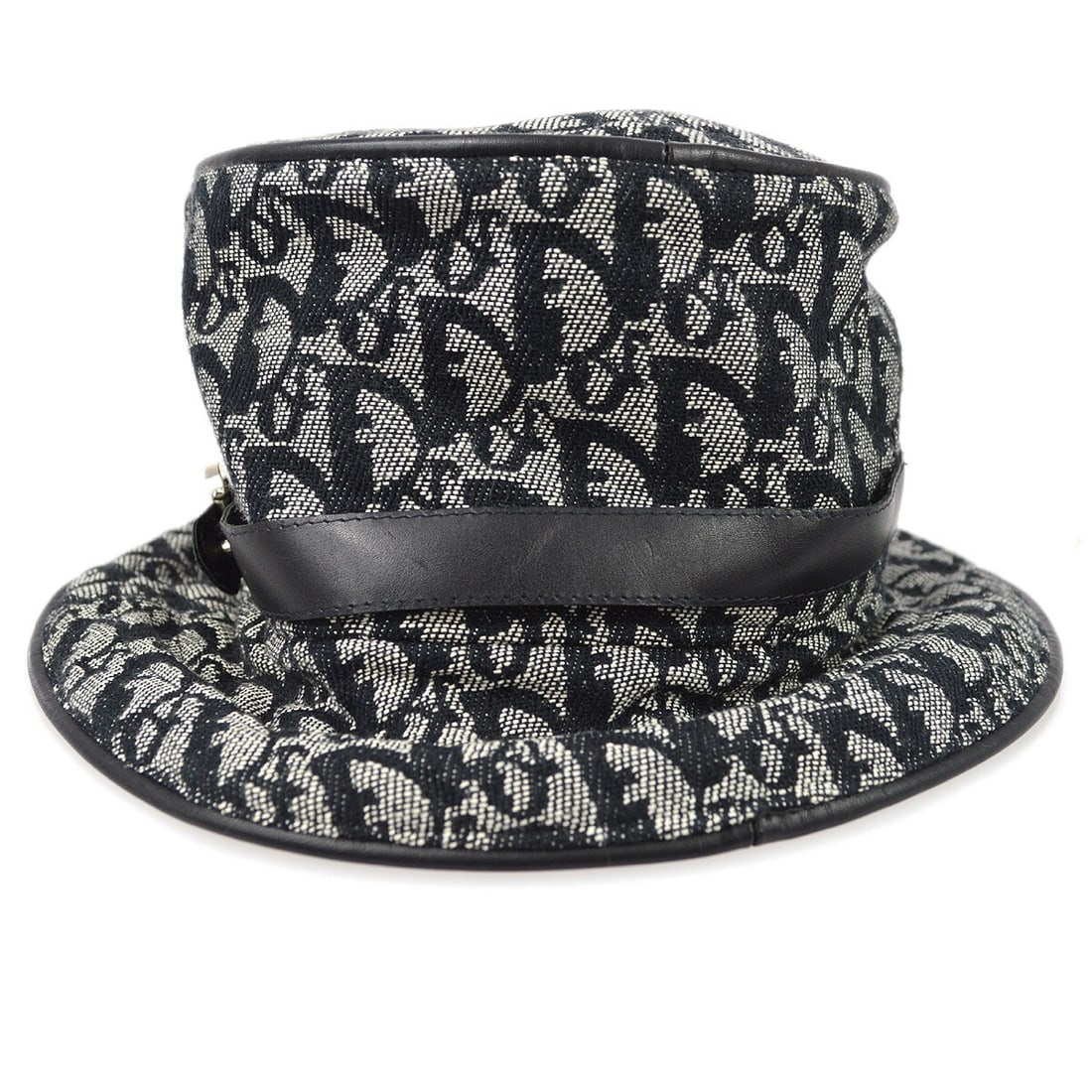 Christian Dior Trotter Hat Black Gray Logo 90 Cotton 10 Calfskin (1 of 8)