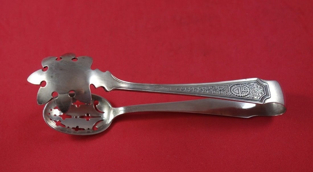 Durgin-Gorham Fairfax Engraved Sterling Silver 7 Inch Ice Tong (1 of 2)