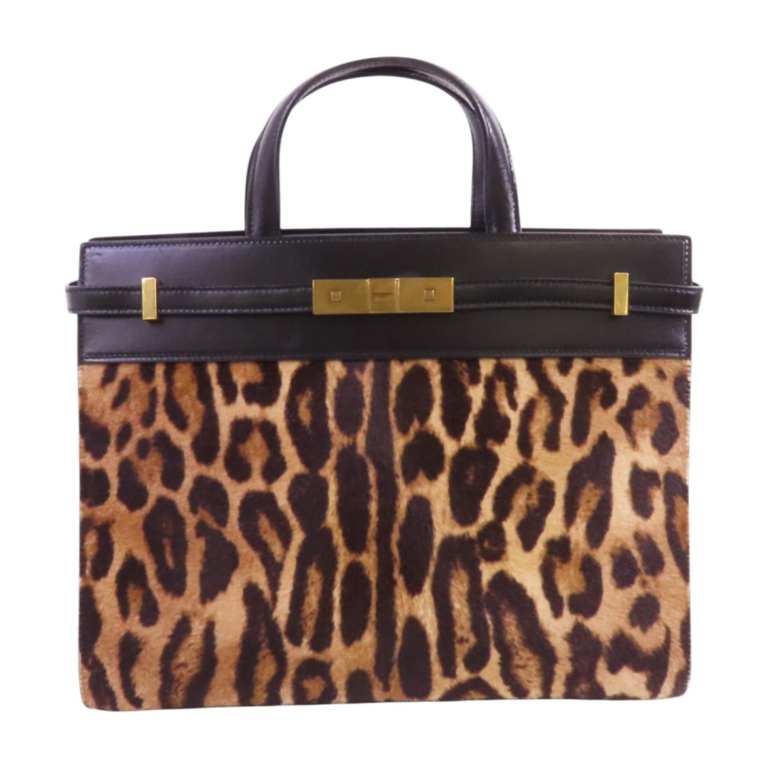 SAINT LAURENT GHW Manhattan Handbag Horse Hair Brown Black (1 of 17)