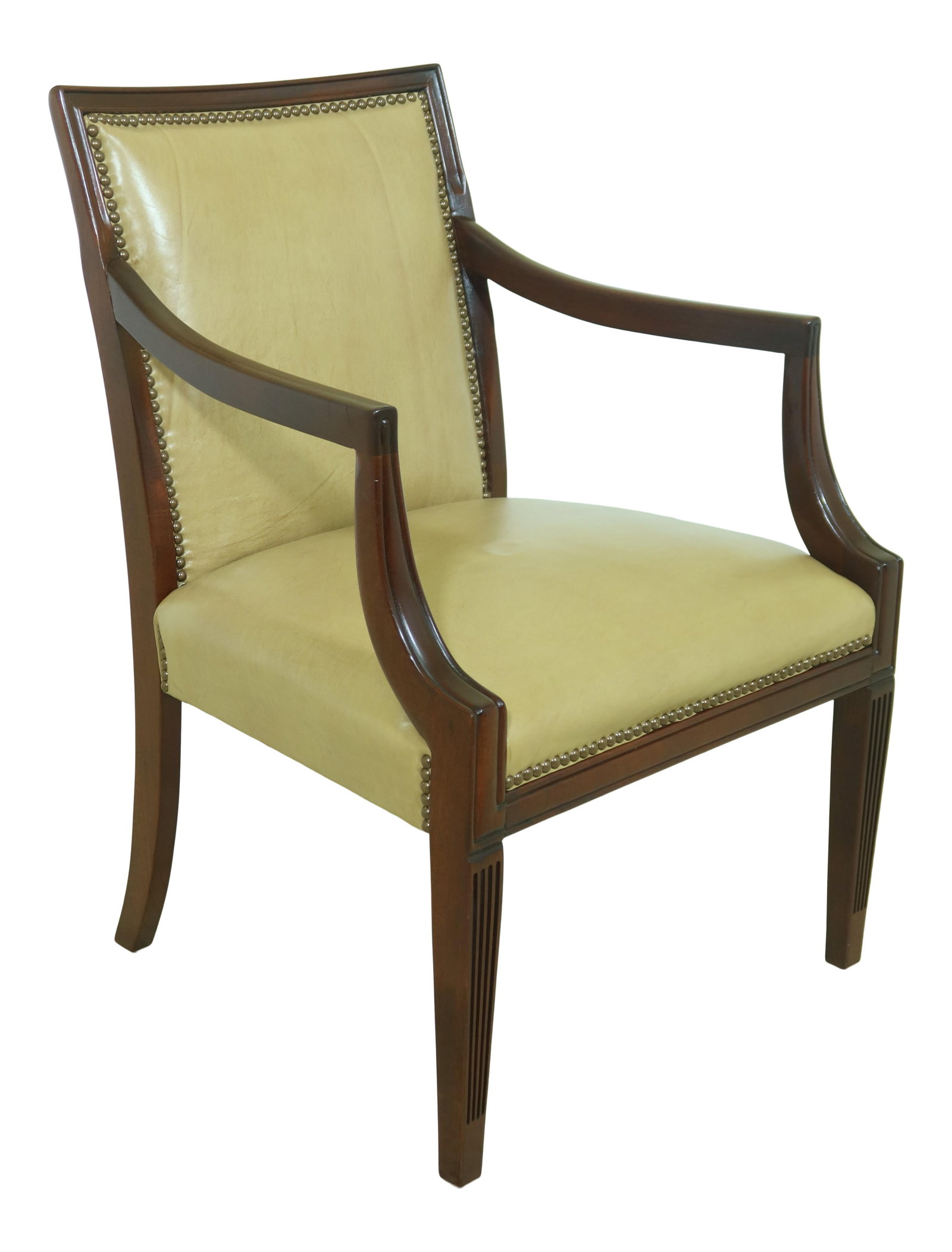 Elegant Federal Style Mahogany Leather Open Armchair (1 of 10)
