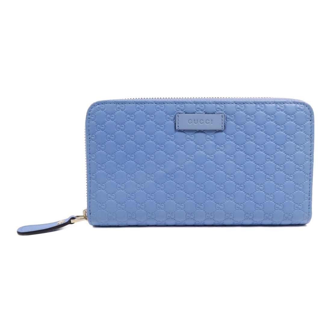 GUCCI GG Zipper Wallet 449391 Blue Calfskin Leather GHW (1 of 14)