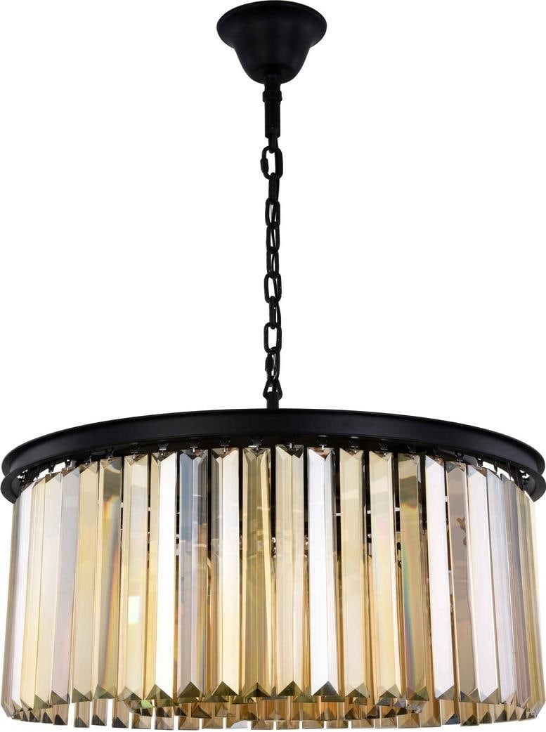 Elegant Sydney Pendant Light Matte Black Royal-Cut Crystal 8 Bulbs (1 of 1)