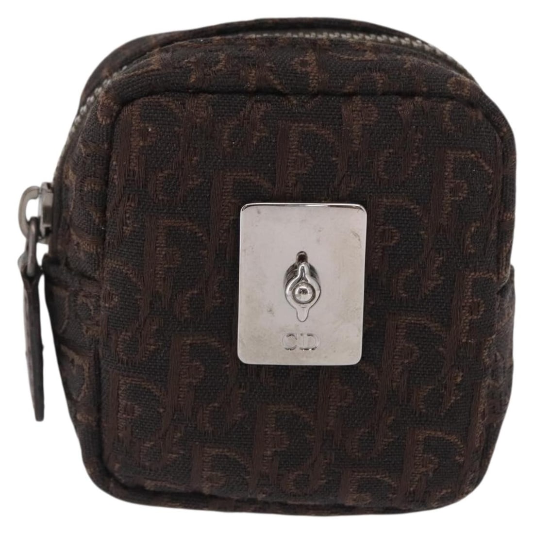 Christian Dior Canvas Trotter Small Pouch Brown 6cm by 7cm by 3cm: Christian Dior Canvas Trotter Small Pouch Brown 6cm by 7cm by 3cm This Christian Dior Vintage Trotter pouch is crafted from brown canvas, designed for female use. It features metal fittings and exhibi