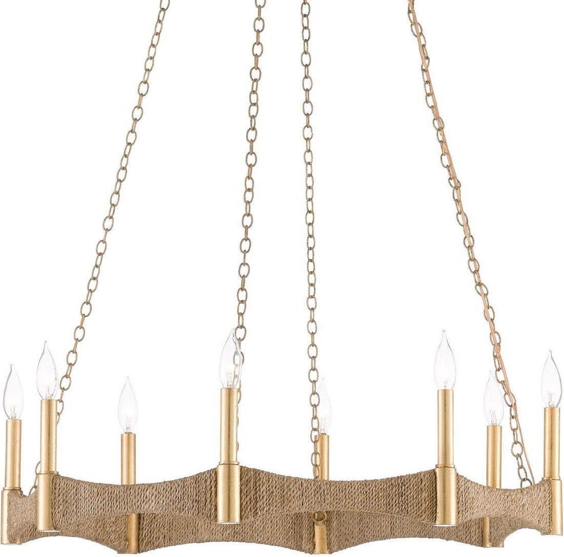 Currey Mallorca Bowl Chandelier Gold Leaf Finish 8 Bulbs Adjustable Height (1 of 3)