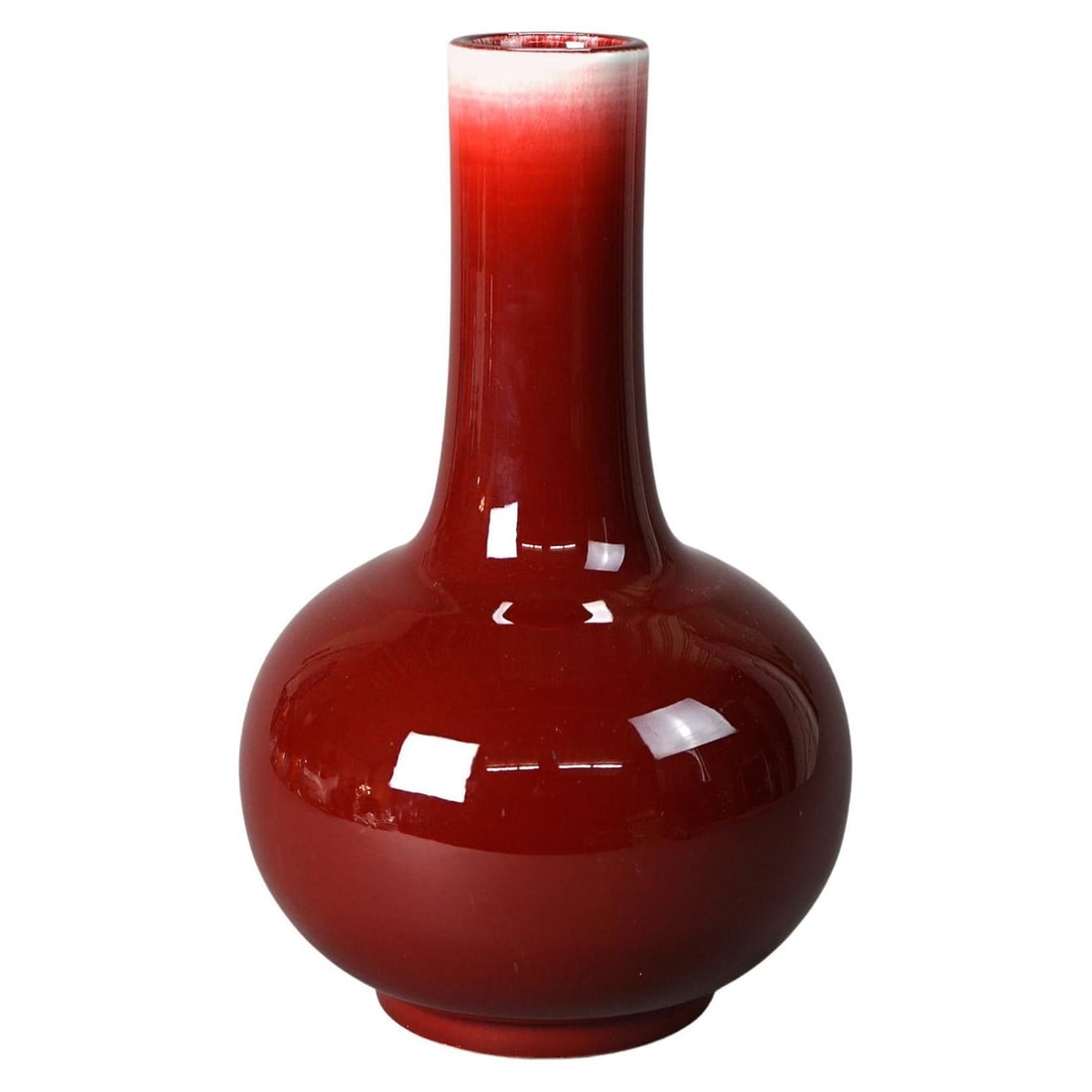 Chinese Red Flambe Pottery Bottle Vase Signed 20th Century (1 of 7)