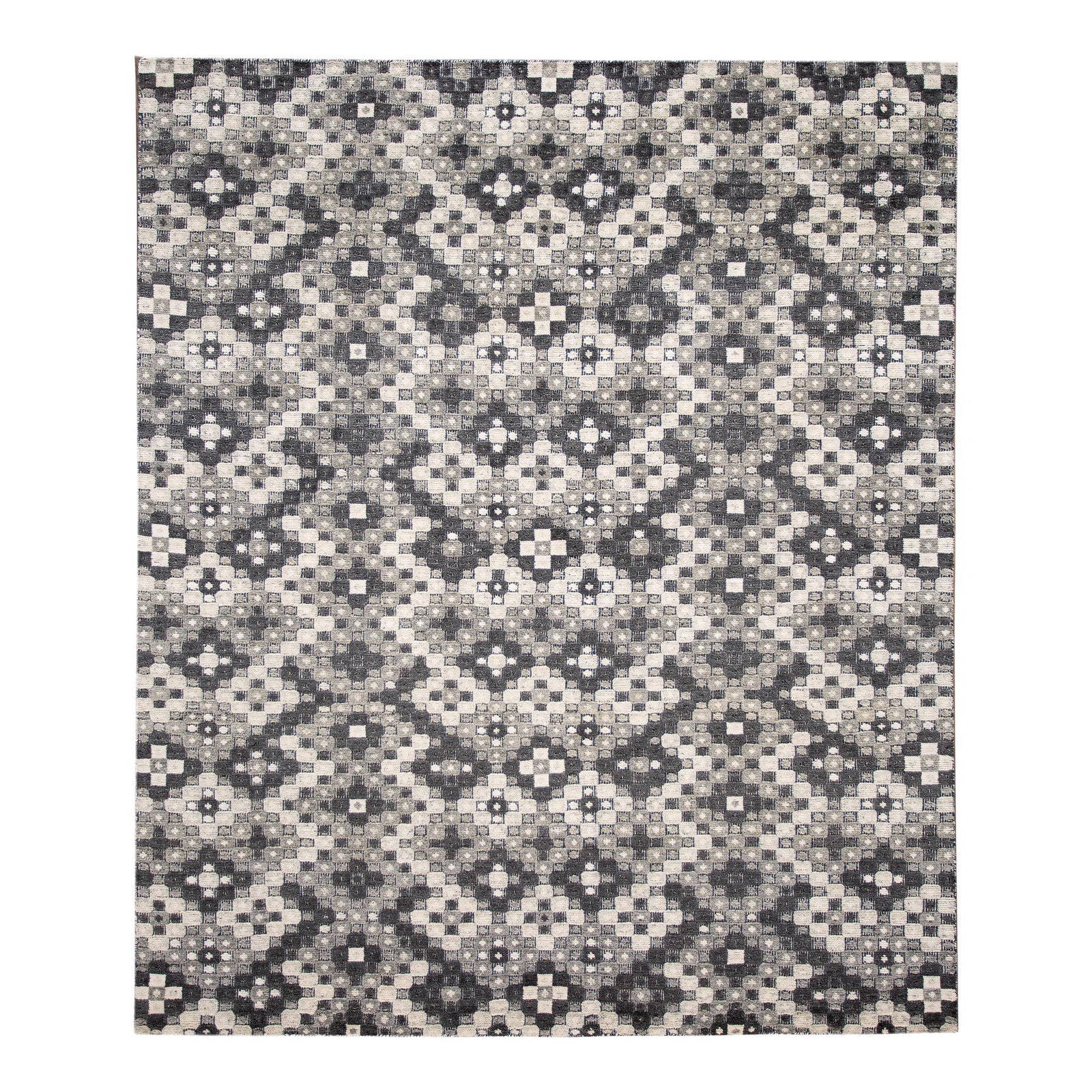 Modern Hand-Knotted Indian Wool Rug Gray Allover Design 8'3 x 9'10: Modern Hand-Knotted Indian Wool Rug Gray Allover Design 8'3 x 9'10 Enhance your space with this exquisite modern Indian hand-knotted wool rug, featuring a sophisticated gray field complemented by off-