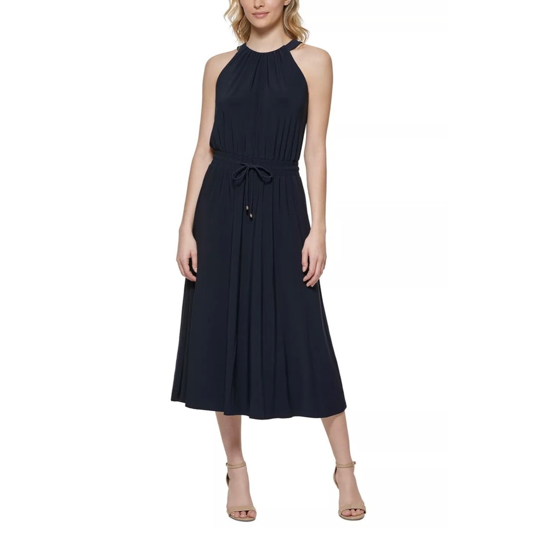 Tommy Hilfiger Women's Plus Size 18 Fit & Flare Midi Dress Sky Captain Halter Neck: Tommy Hilfiger Women's Plus Size 18 Fit & Flare Midi Dress Sky Captain Halter Neck Elevate your wardrobe with this stunning Tommy Hilfiger Women's Fit & Flare Halter Neckline Dress in a deep Sky Capta