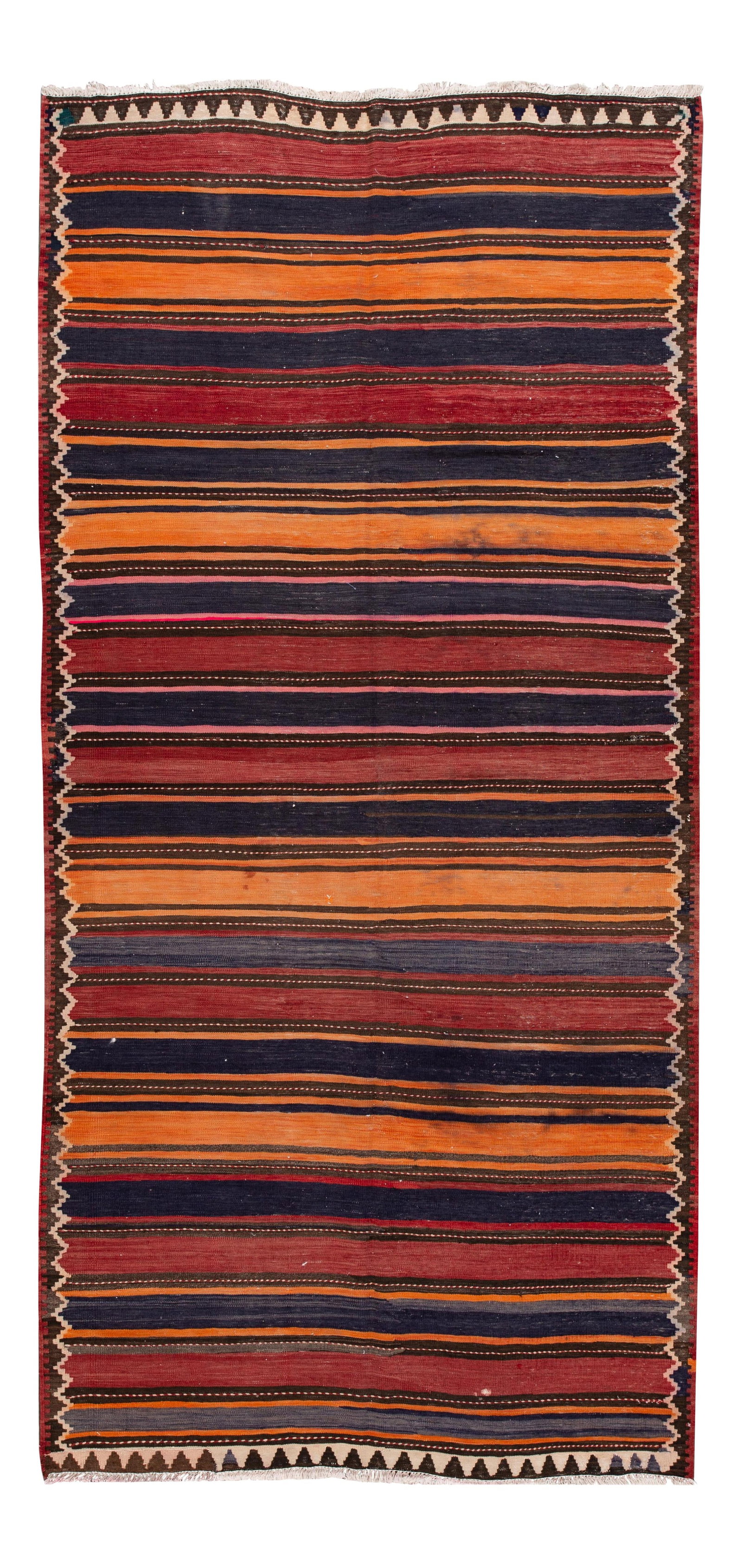 Hand-Woven Vintage Kilim Runner Rug 5'2" x 10'10" Multicolor Wool: Hand-Woven Vintage Kilim Runner Rug 5'2" x 10'10" Multicolor Wool Enhance your space with this exquisite mid-20th century vintage Kilim runner rug, hand-woven with care. Featuring a vibrant, multi-col