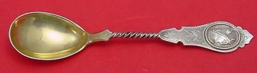 Duhme Sterling Silver Medallion Egg Spoon Gold Washed 5 1/4" (1 of 1)