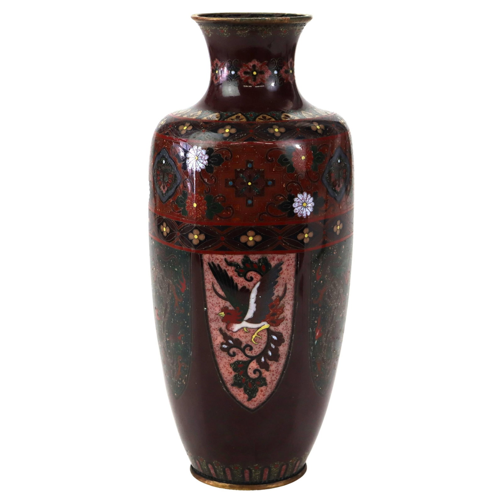 Vintage Cloisonne Vase Bird Floral Design Circa 1920 (1 of 9)