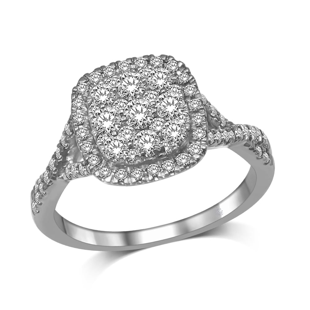 14K White Gold 9/10 Ct.Tw. Diamond Fashion Ring: 14K White Gold 9/10 Ct.Tw. Diamond Fashion Ring This Stunning Ring Is Available In 14K White Gold. There Are 75 Round Diamonds With A Total Carat Weight Of 9/10 Ct.Tw. Set In A Invisible Setting / Mic