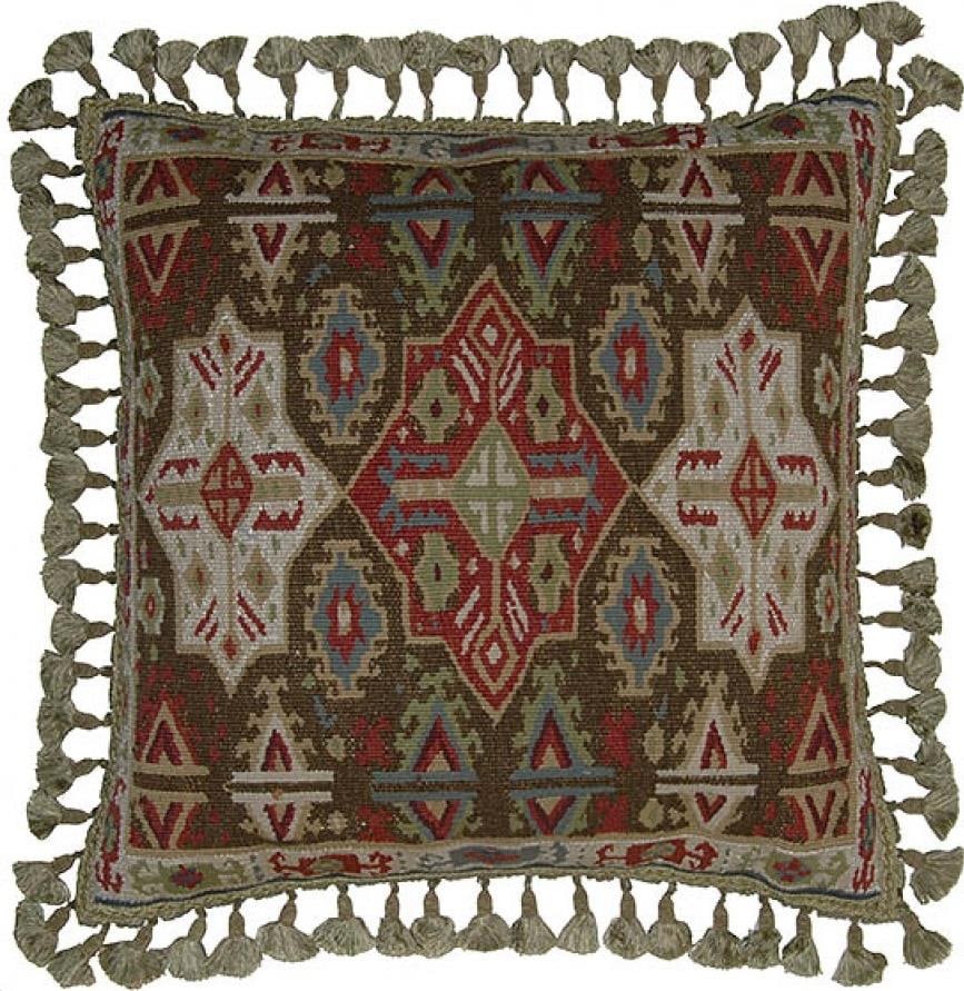 Provence Home Aubusson Style Velvet Throw Pillow Beige 22x22 (1 of 1)