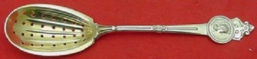 Gorham Medallion Sterling Silver Olive Spoon 6" Goldwashed Pierced (1 of 1)