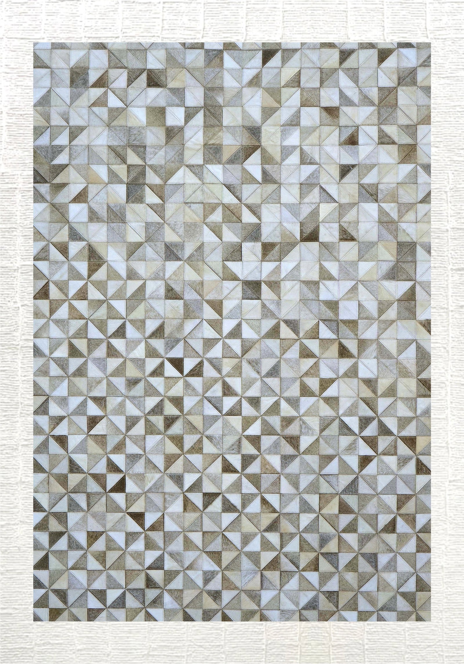 Hand Stitched Overlapping Ellipse Patchwork Cowhide Leather Area Rug 3FT x 5FT (1 of 1)